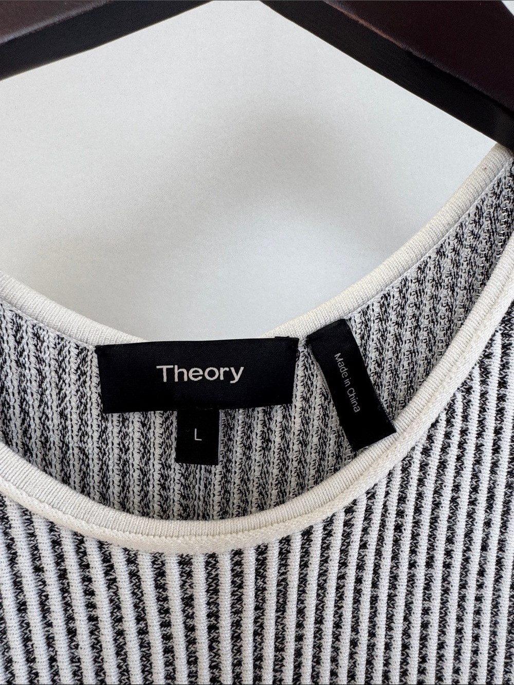 Theory Black and White Striped Knit Midi Dress - Picture 2 of 2